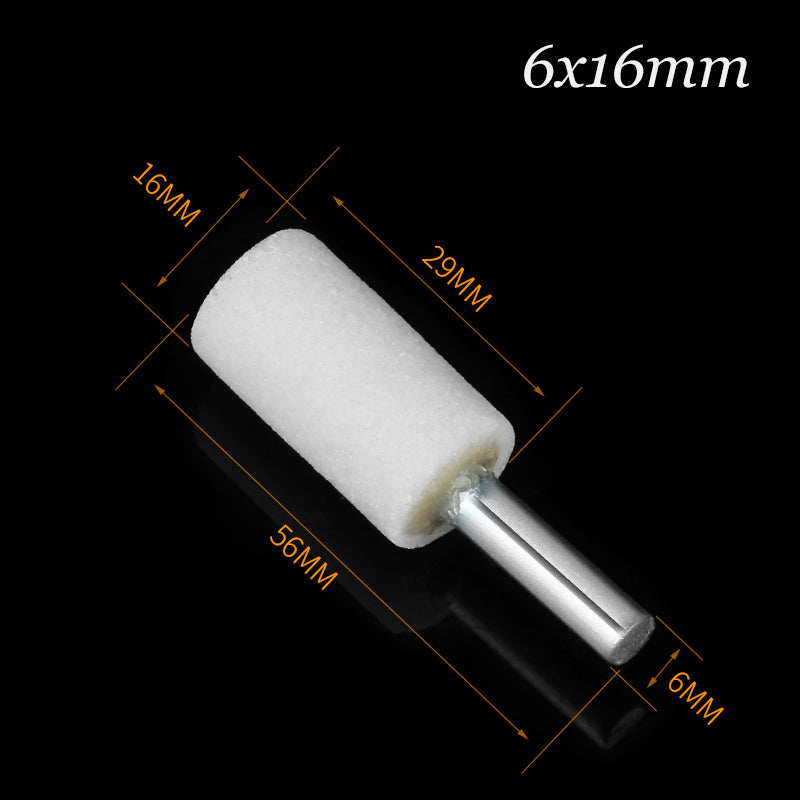 White Corundum Grinding Bit Buffing Sanding Polishing Burr Rotary Tool 6mm Shank