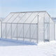 12.3ft x 6.2ft x 6.5ft Heavy‑Duty Aluminum Walk‑In Greenhouse — Polycarbonate Panels Sliding Door & Rooftop Vent Silver