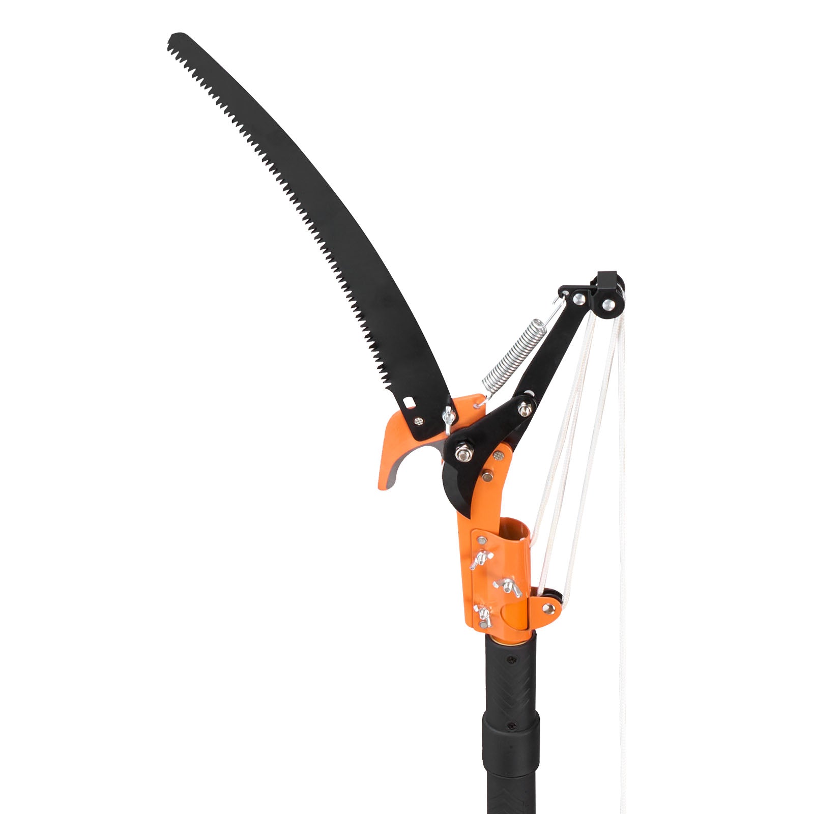 Manual Pole Saw – 4.46‑26.4 ft Extendable Tree Pruner with Scissors, 65Mn Steel Blades, Fiberglass Handle, for High Branch Trimming