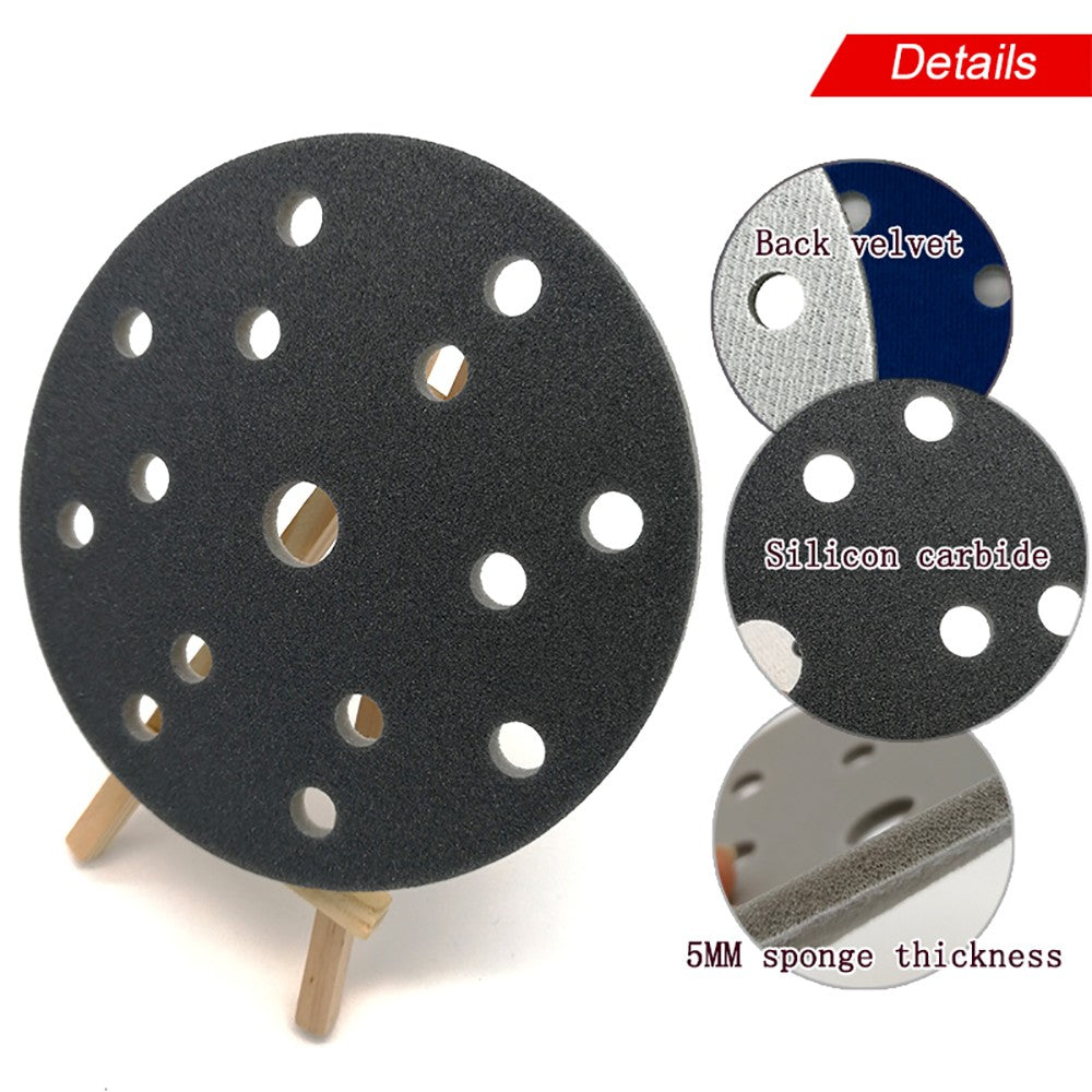 6 Inch（150mm）Hook & Loop Sponge Sandpaper 15 Hole Sanding Discs 300 - 3000 Grit