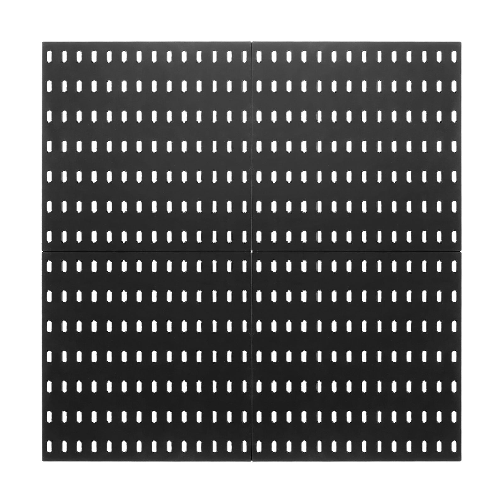 Modular Plastic Pegboard Wall Organizer Kit, 4-Panel 11"x11" ABS Panels, 20 lb per Panel, Black