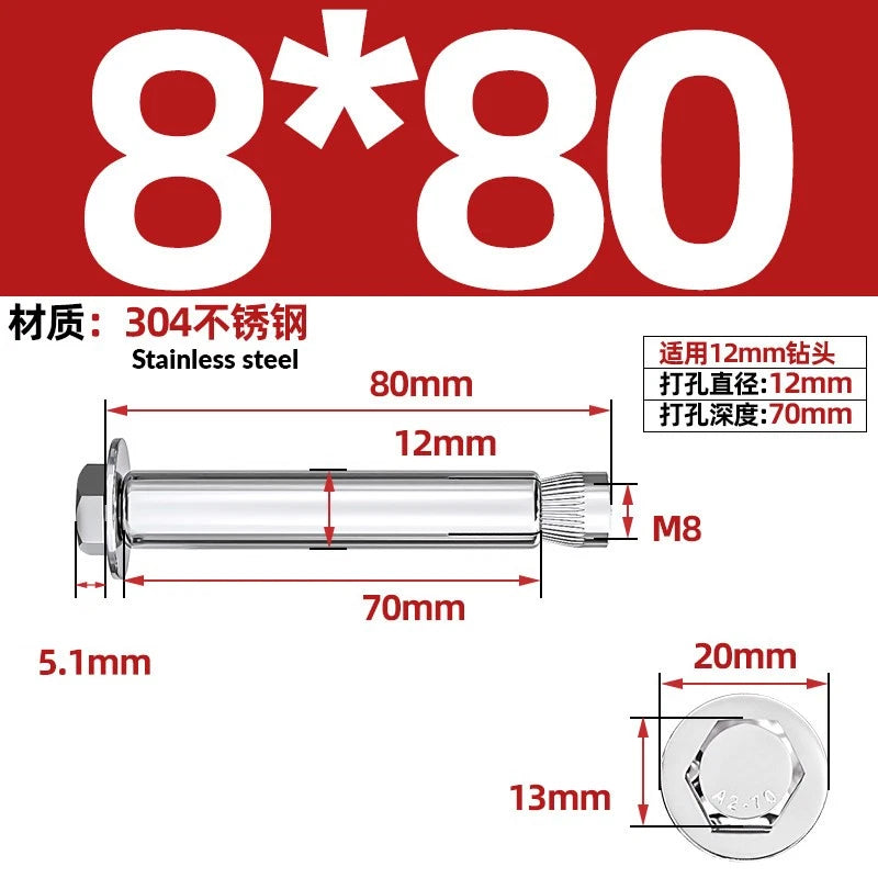Stainless Steel Masonry Concrete Expansion Anchor Bolt — M6 M8 M10 M12 M16 | 304 & 201 SS