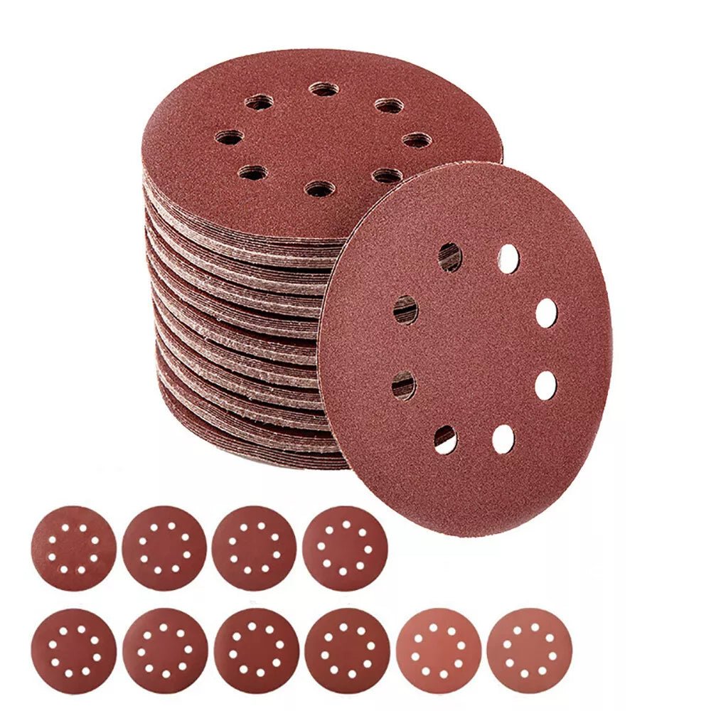 125mm 5" Sanding Discs 8 Hole 40 - 600 Grit Orbital Sander Sheets Sandpaper Pads - HomeDIYer
