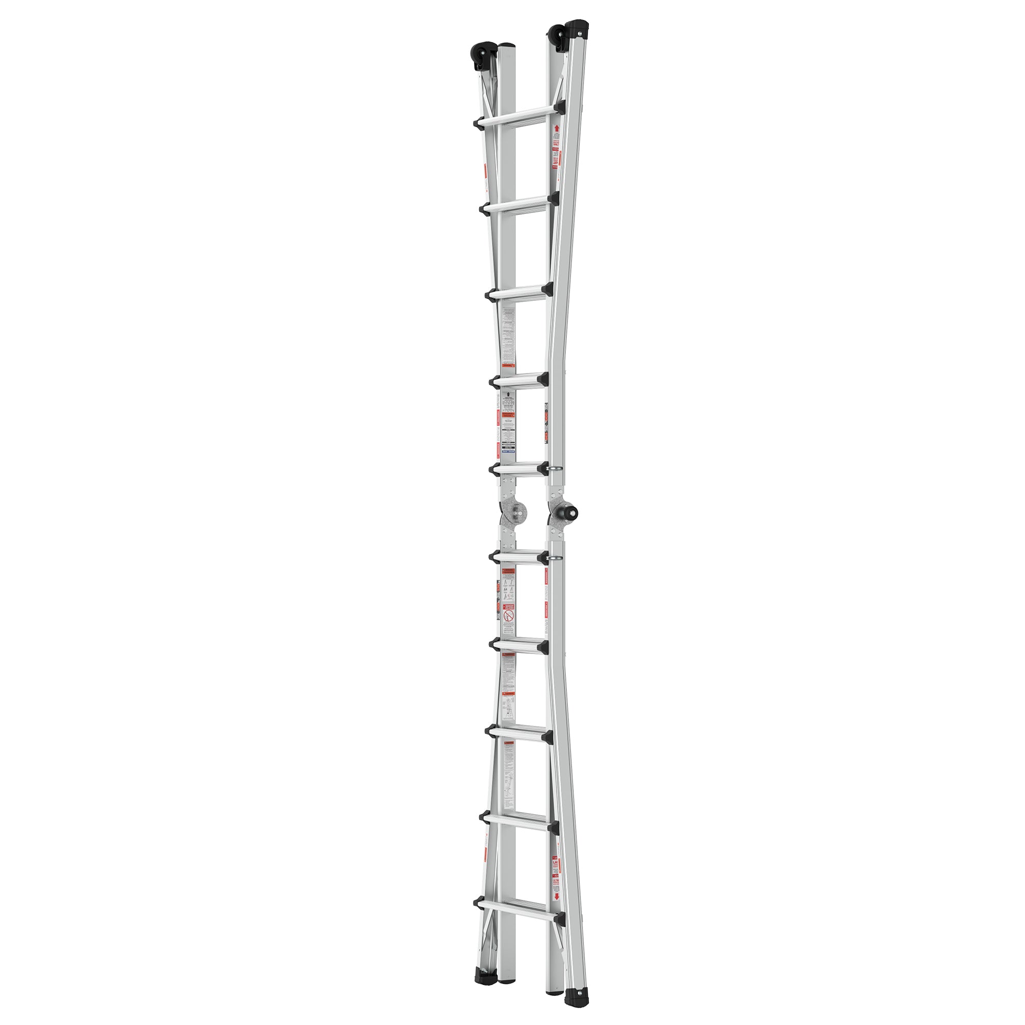 22 FT Aluminum Multi‑Position Ladder with Wheels — 300 lb Capacity, A‑Frame, Extension & More, Metallic Grey