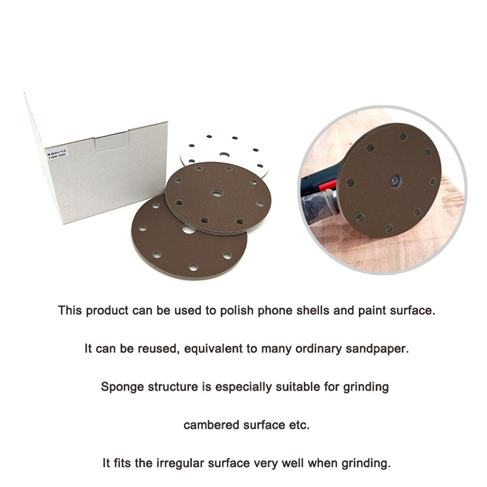 6"（150mm）Hook & Loop Sponge Sandpaper 9 Hole Red Sanding Discs 300 - 2000 Grit