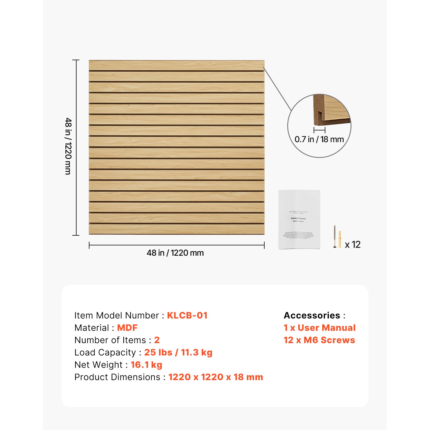 4 x 4 ft SlatWall Paneling MDF Natural Garage Slatwall with Modular Design