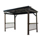 6.5x12 FT Hardtop Grill Gazebo with 2 Side Shelves & Ceiling Hooks, Brown