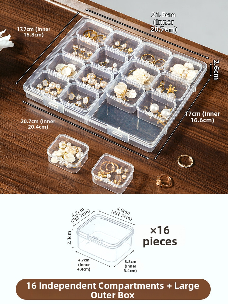 Anti-Tarnish Transparent Jewelry Storage Box – Multi-Compartment for Earrings, Rings & Necklaces