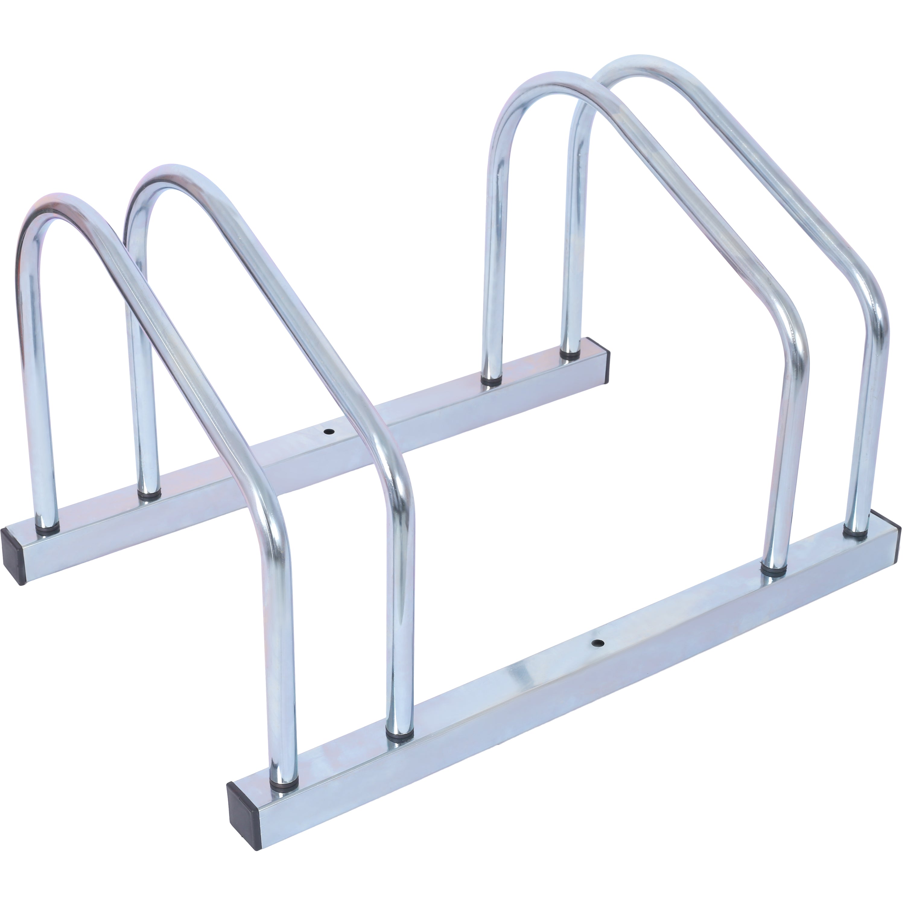 2-Bike Floor Stand – Heavy-Duty Garage Bike Parking Rack, Indoor/Outdoor, Fits 22-28" Wheels, Galvanized Steel
