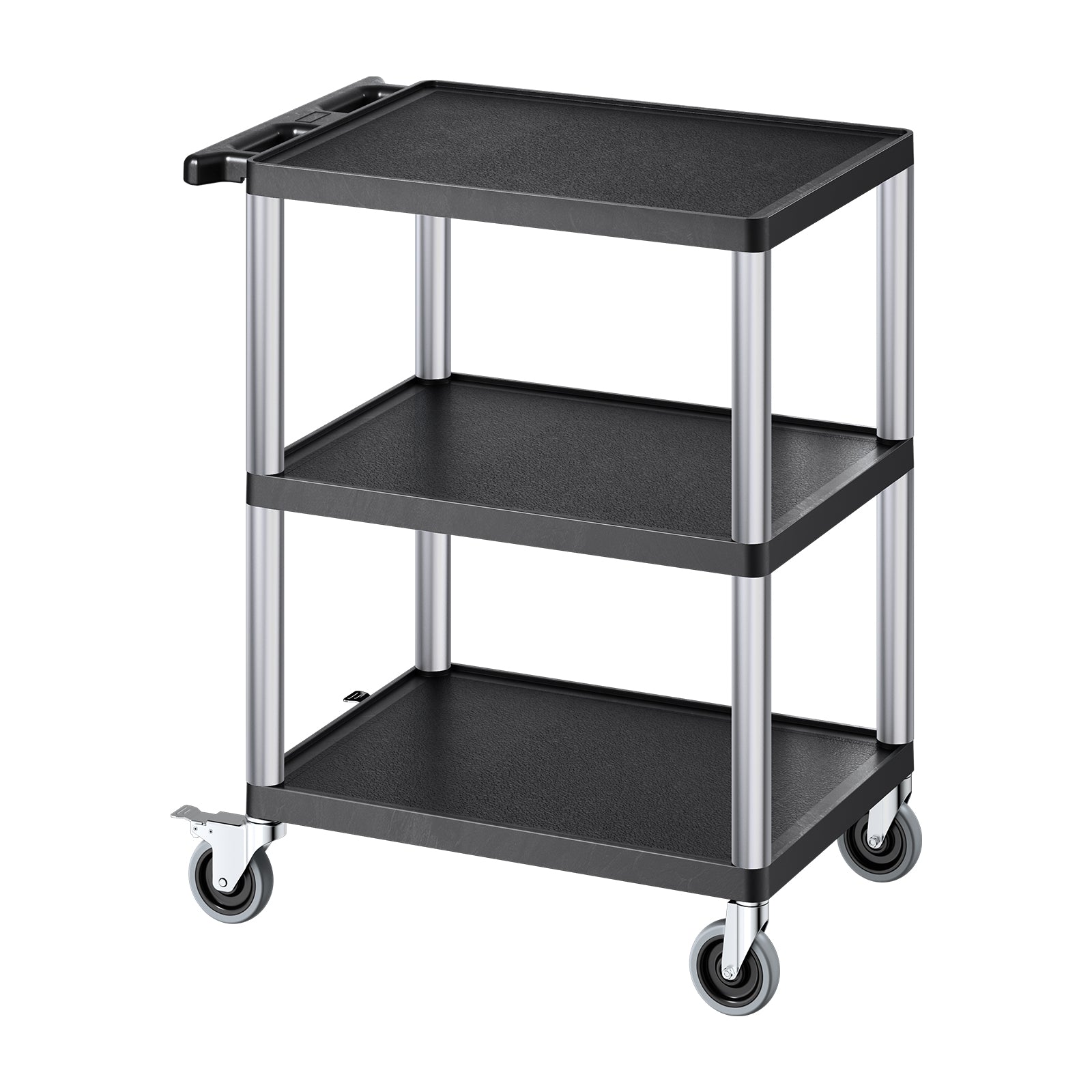 3-shelf Utility Cart 300 lbs 27.6 x 18.1-inch Service Cart with Wheels