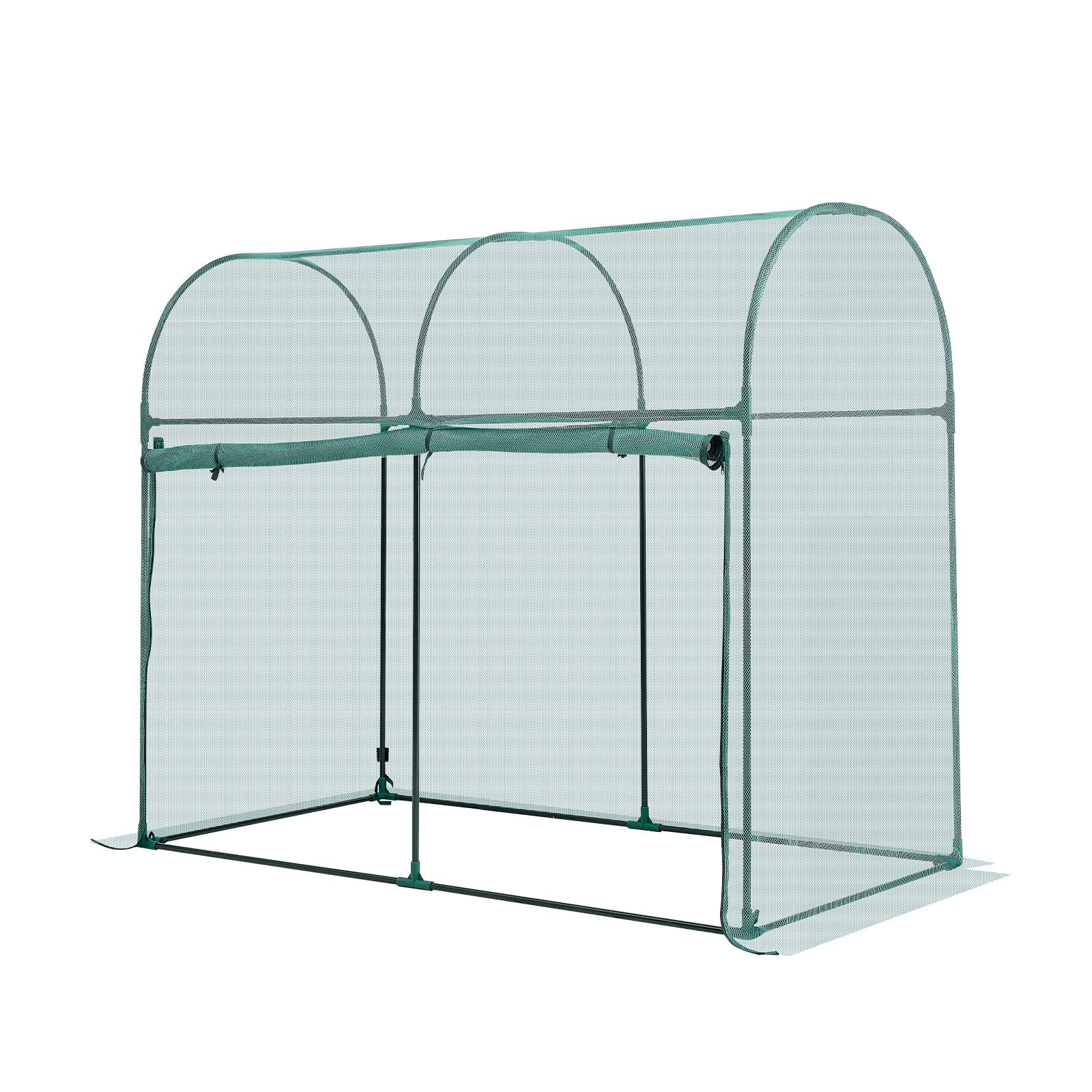 5.9ft x 3ft x 4.9ft Tall Crop Cage Plant Protection Tent — Zippered Door Wind‑Resistant Frame for Raised Bed Garden Black Green