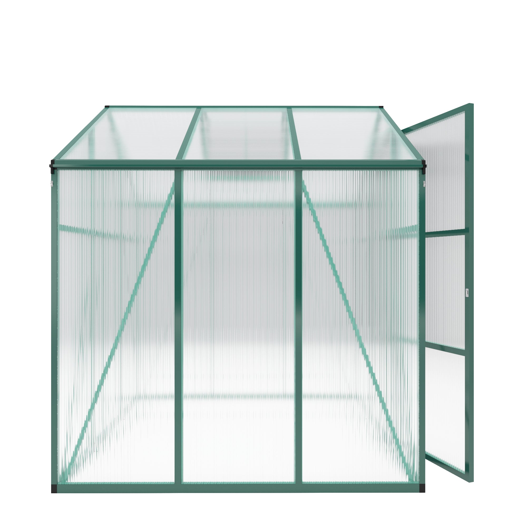 6ft x 6ft Heavy‑Duty Aluminum Walk‑In Greenhouse — Wind‑Resistant Polycarbonate Panels with Raised Base & Drainage System Green