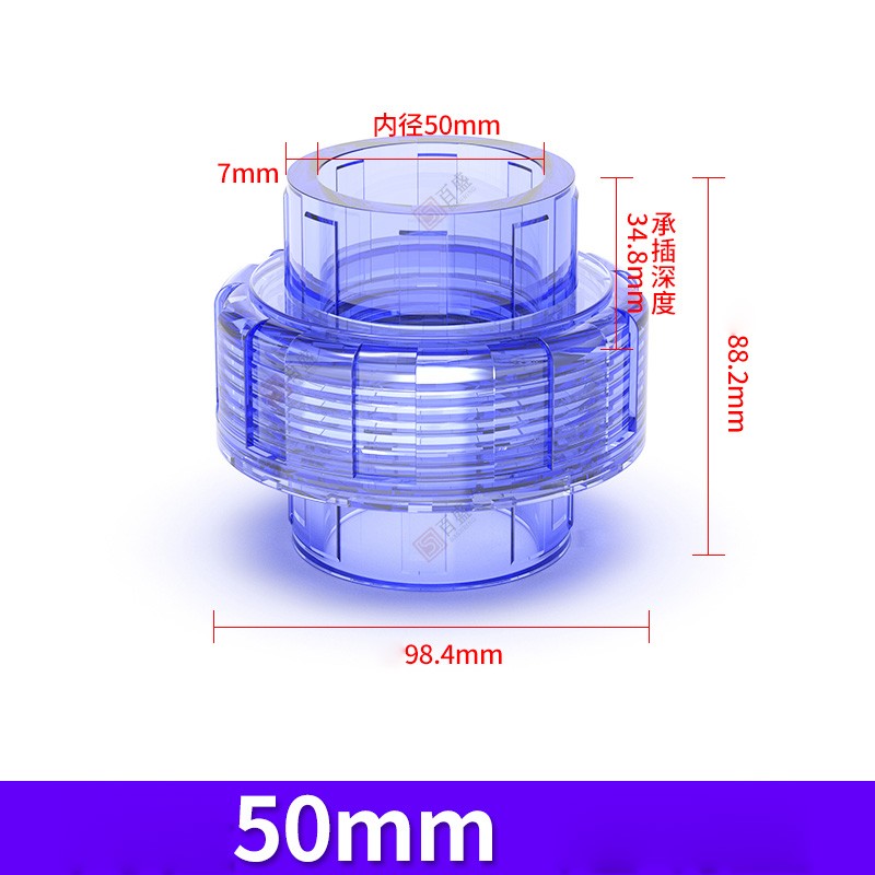 Transparent UPVC Union Fittings for Water Pipes - Quick Connect Coupling 20-63mm