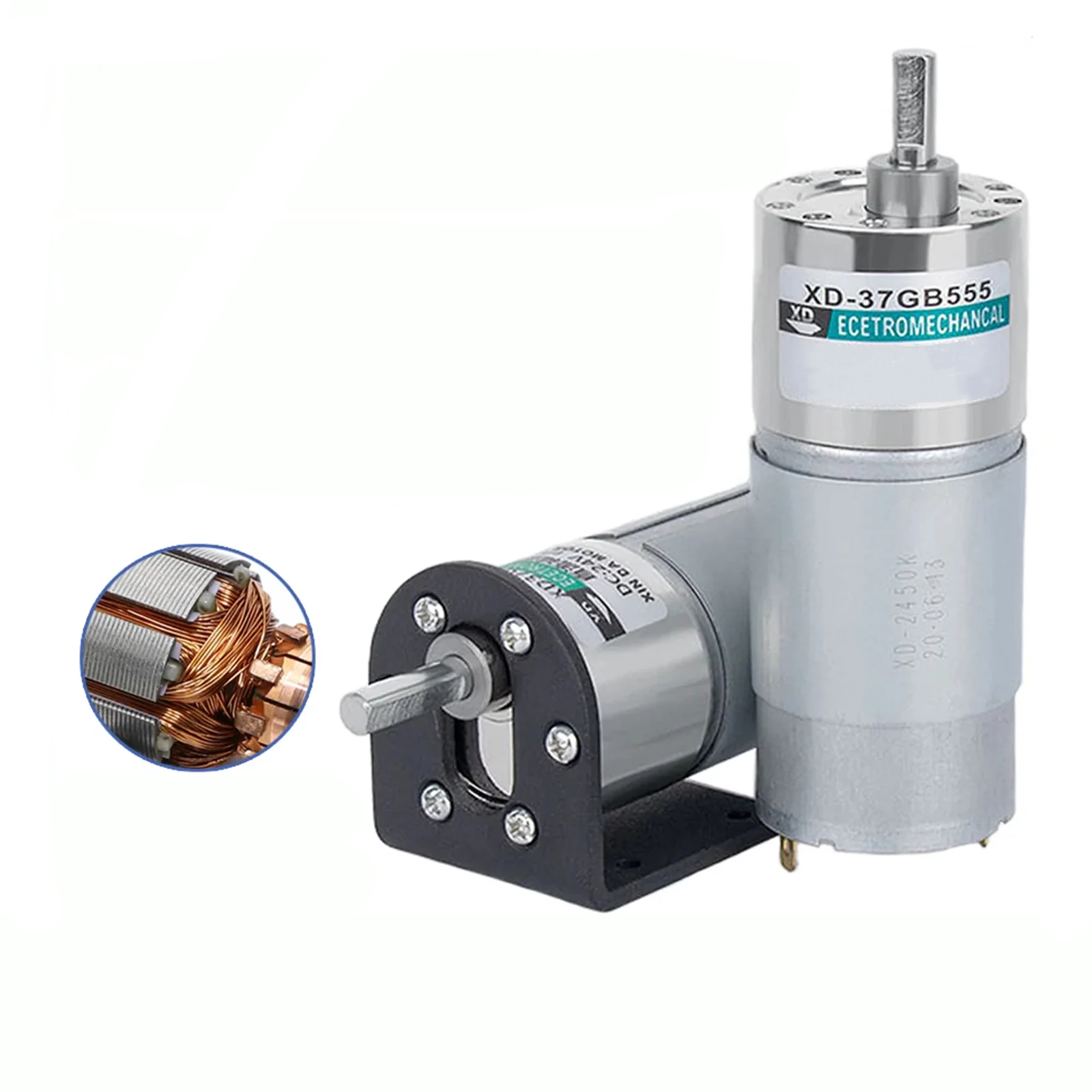 37GB555 Micro DC 12V/24V Metal Gear Gearbox Motor 10-600RPM 15W Reduction Motor