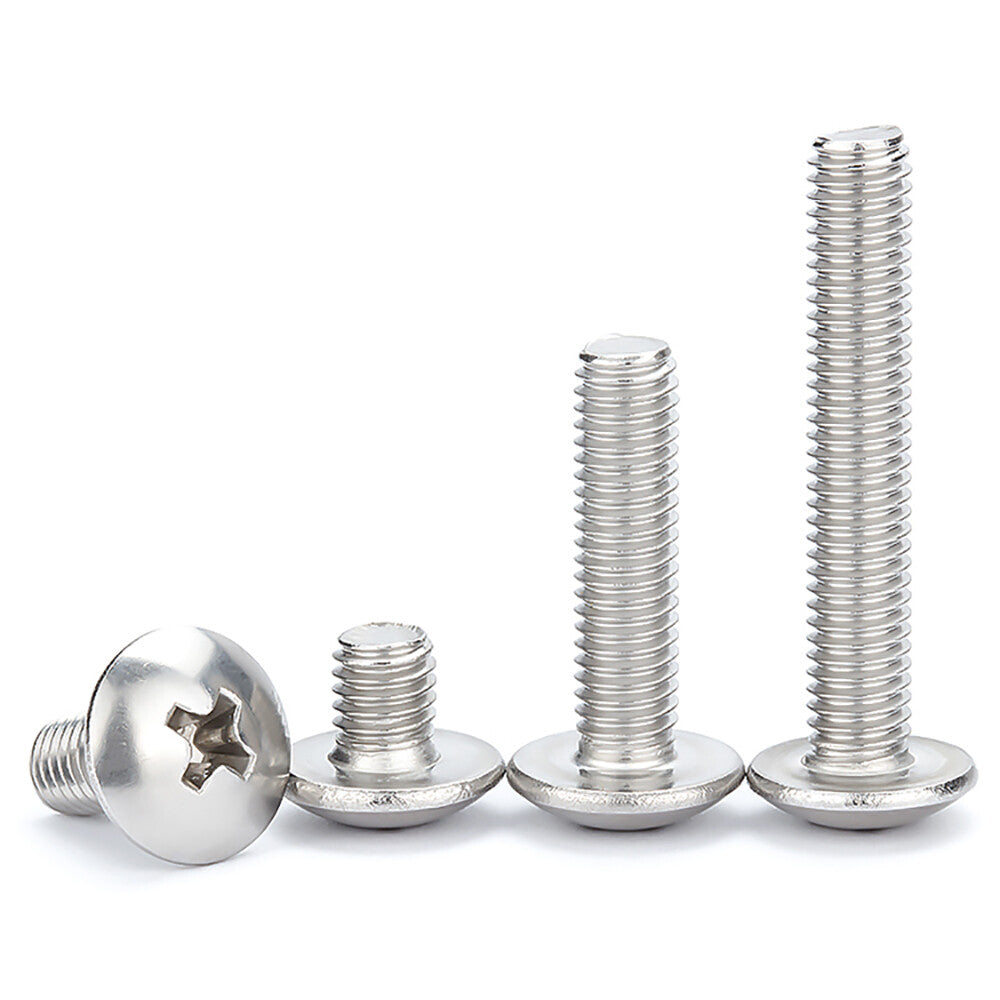 M2 M2.5 M3 M4 Phillips Button Screws – Domed Head A2 Stainless Steel Machine Bolts (Full Thread, 3–60mm)