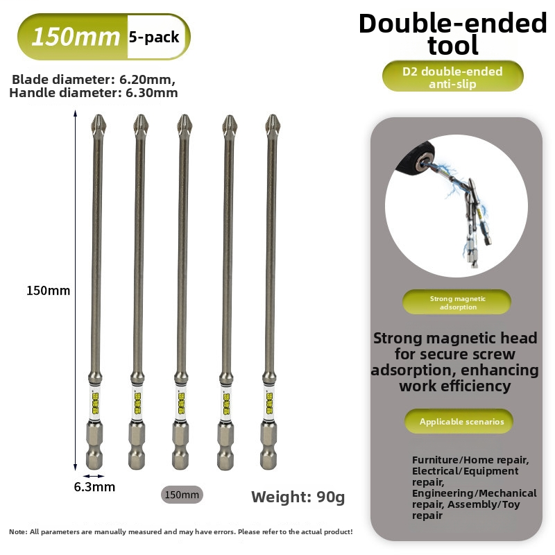 D2 Steel Anti-Slip Magnetic Impact Screwdriver Bits | Nunchaku-Style Single-End Bits