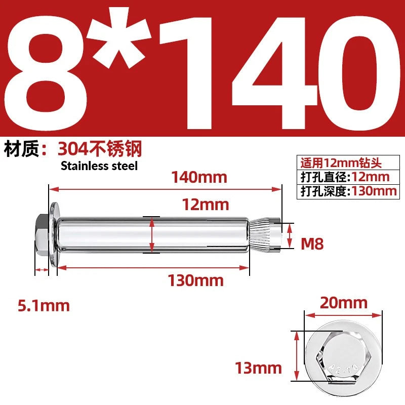 Stainless Steel Masonry Concrete Expansion Anchor Bolt — M6 M8 M10 M12 M16 | 304 & 201 SS