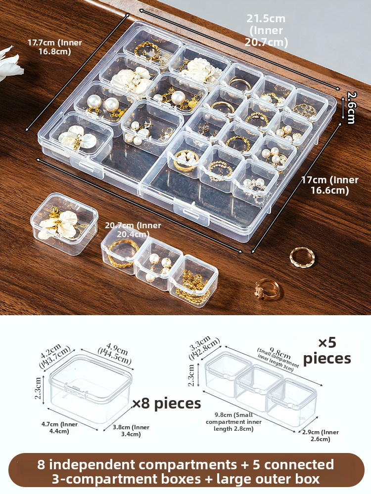 Anti-Tarnish Transparent Jewelry Storage Box – Multi-Compartment for Earrings, Rings & Necklaces