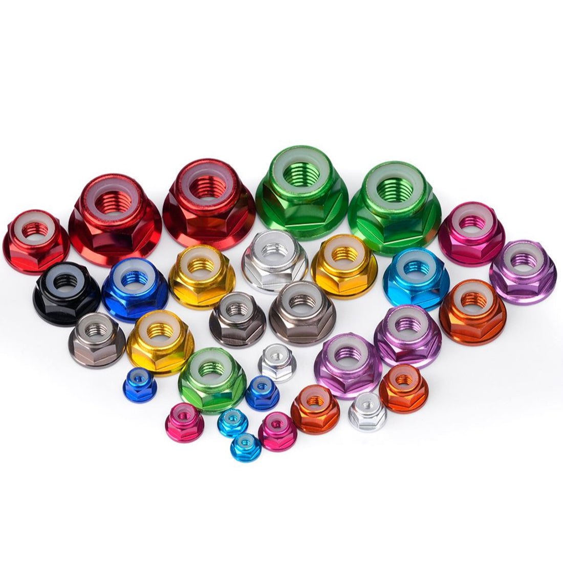 M2 M3 M4 M5 M6 M8 RC Flanged Nyloc Anodised Aluminium Wheel Nuts Various Colours - HomeDIYer