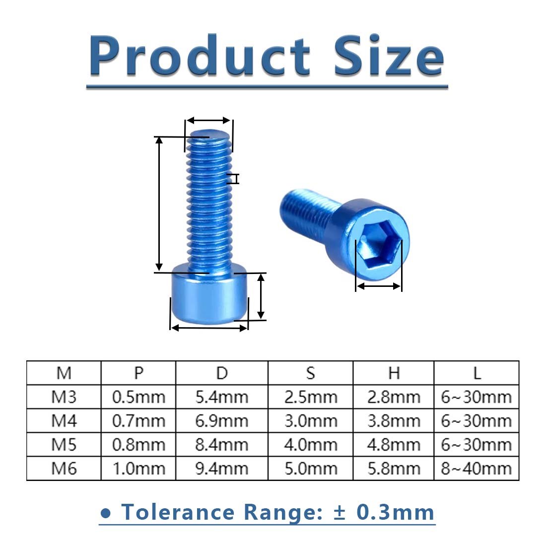 M4 Aluminum Alloy Allen Bolts Socket Cap Screws Hex Head Anodised Bolts - HomeDIYer