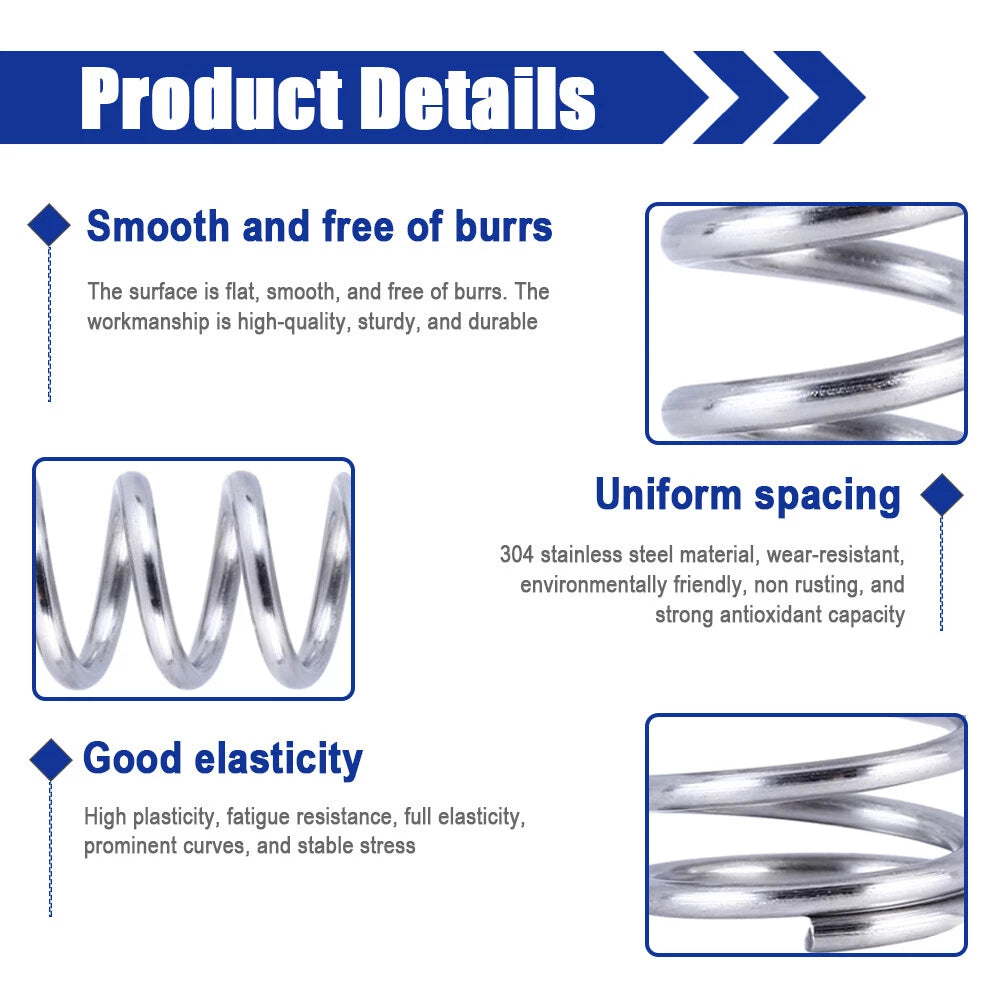 Wire Diameter 1.4mm, L 10~200mm, Stainles Steel Compression Spring Small Spring