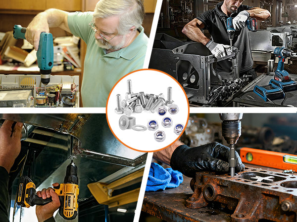 M5 M6 M8 HEXAGON SET SCREWS WITH NYLOC NUTS AND WASHERS A2 STAINLESS STEEL BOLTS