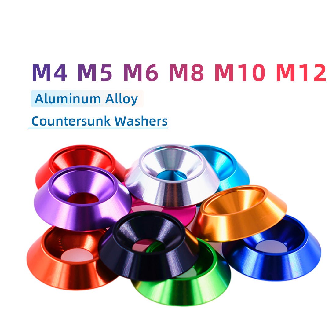 M4 M5 M6 M8 M10 M12 Countersunk Washers - Anodised Aluminium - Screws Cup Washers - HomeDIYer