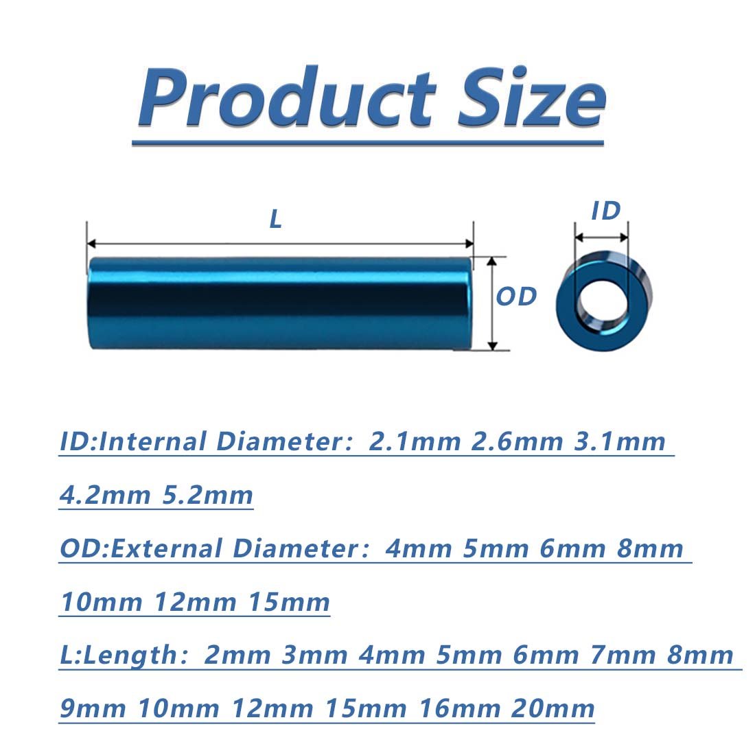 Aluminium Standoff Spacers ID M4.2mm - 6.2mm Anodised Stand Off Collar Spacer Bush - HomeDIYer