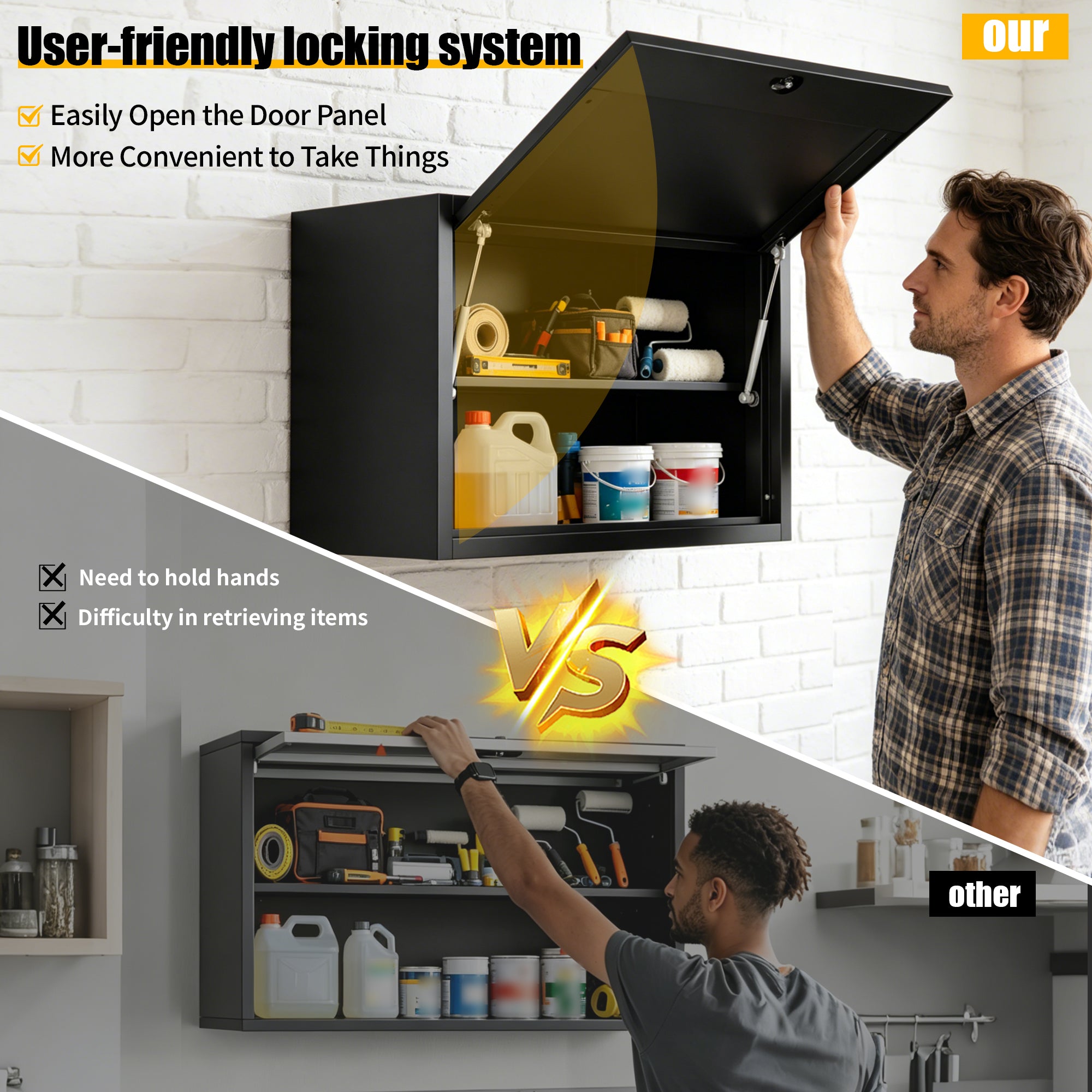Heavy Duty Wall Mounted Tool Storage Cabinet – Steel Metal Garage Cabinet for Workshop, Basement, Kitchen