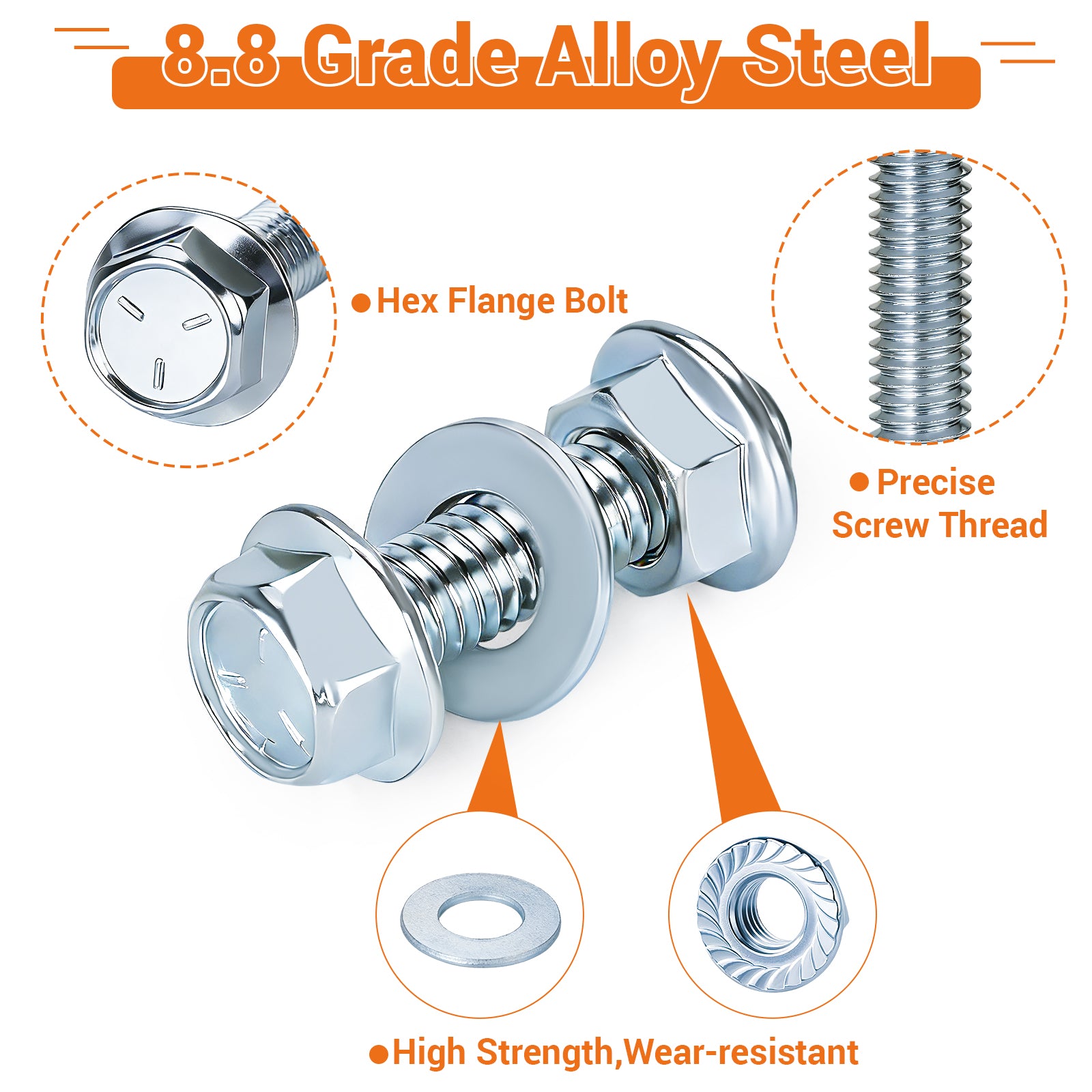 549-Piece SAE Flange Bolt & Nut Assortment Kit (1/4-20, 5/16-18, 3/8-16)