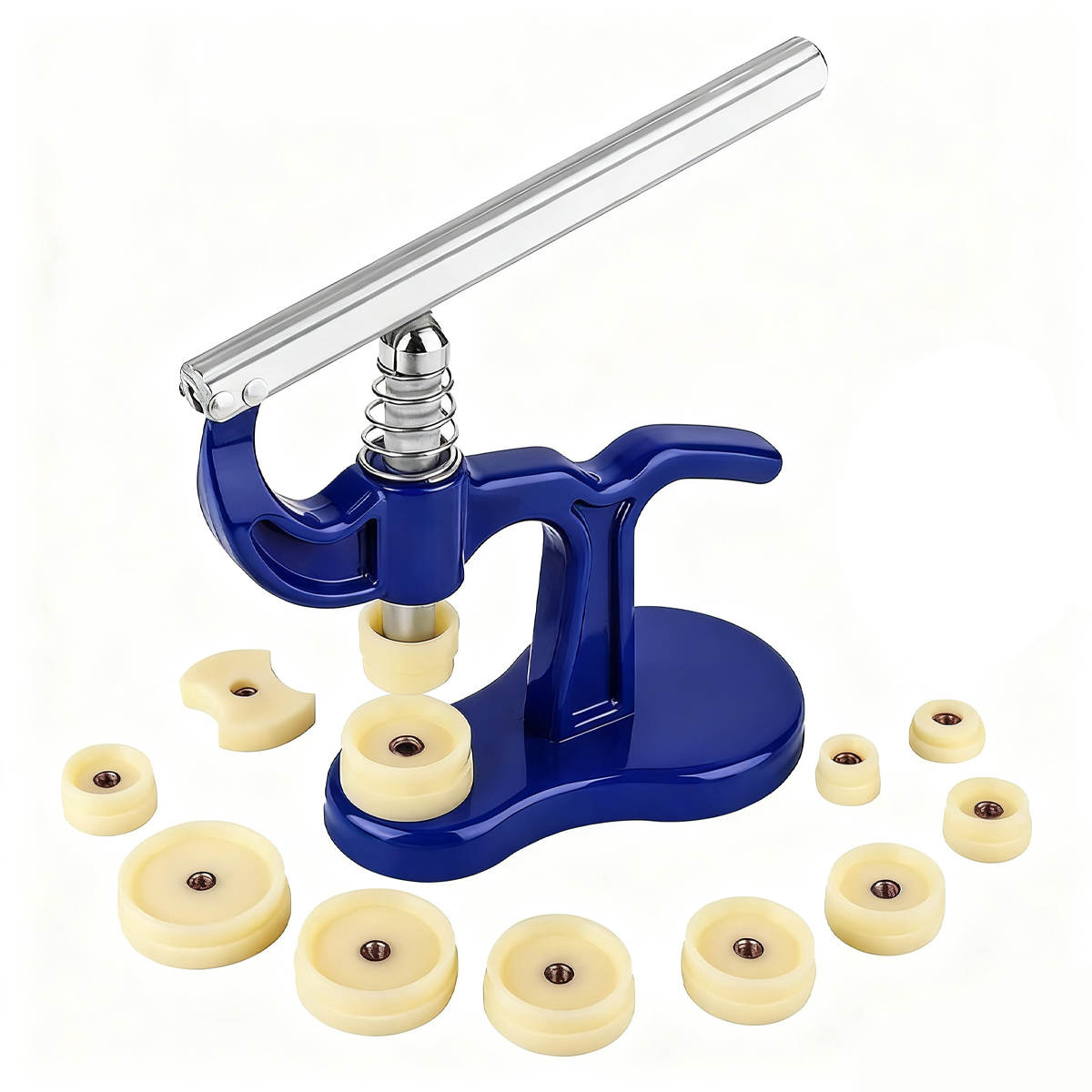 Uhrenpressen-Set – Uhrengehäuse-Schließer – Uhrmacher-Reparatur-Werkzeugsatz zum Anbringen von Glas. Mit 12 aufsteckbaren Passungsmatrizen/-formen