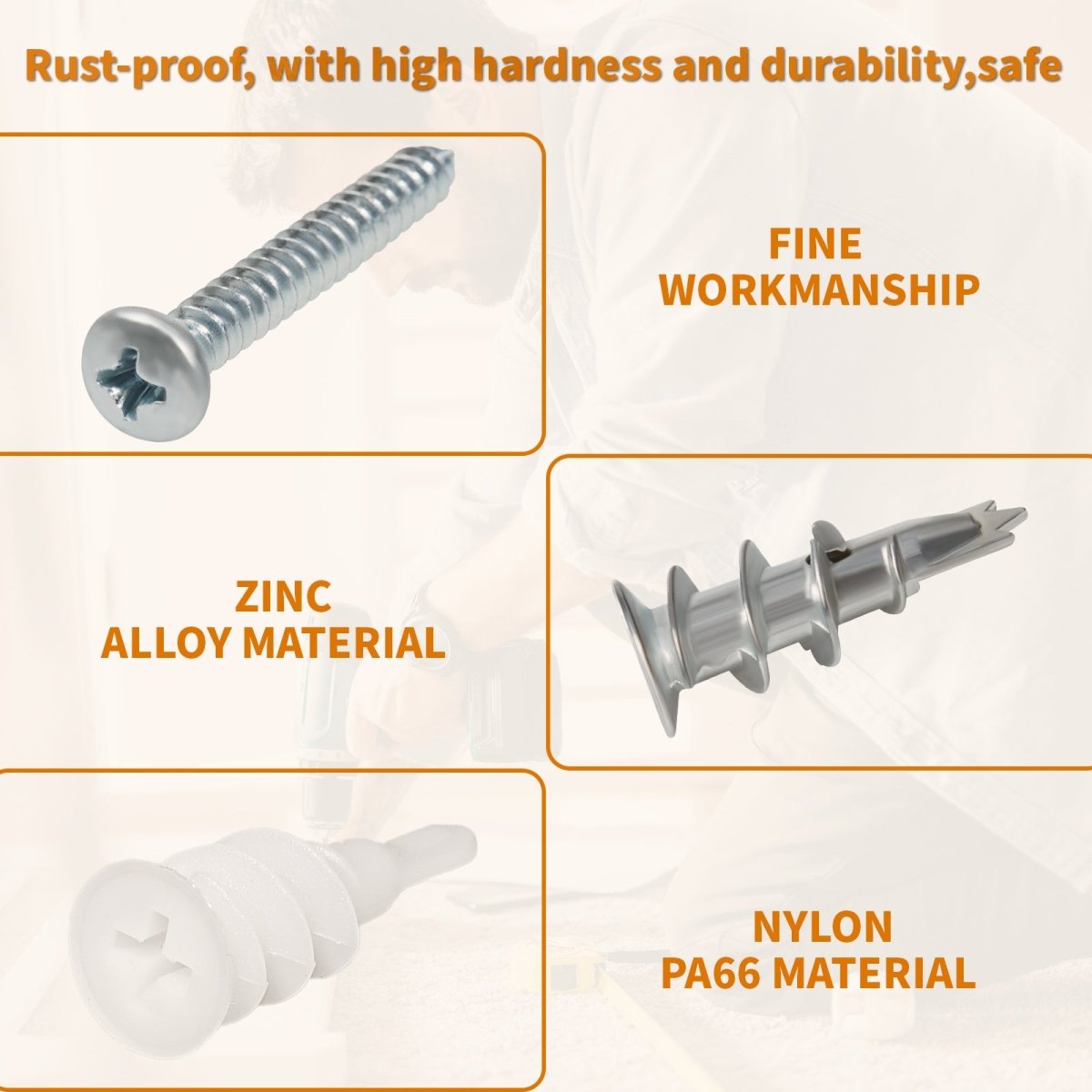 242Pcs DryWall Anchors and Nylon Plastic Assortment Screws Kit - HomeDIYer