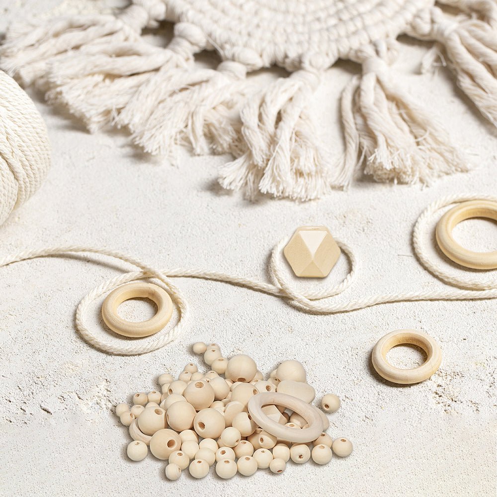 416 Pcs Natural Round Wood Beads Combination Set for DIY Crafts Garland Jewelry - HomeDIYer