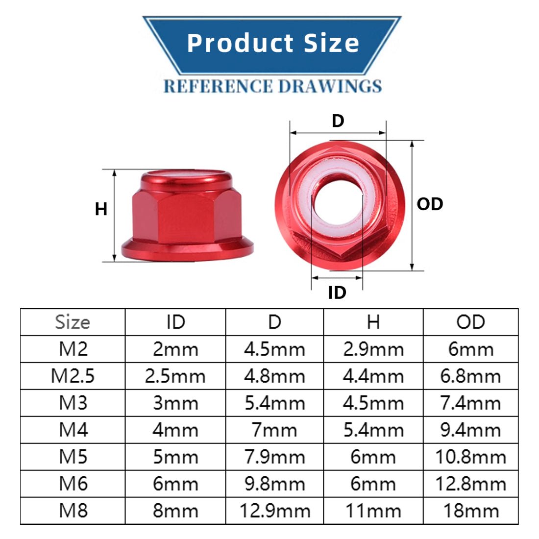 M2 M3 M4 M5 M6 M8 RC Flanged Nyloc Anodised Aluminium Wheel Nuts Various Colours - HomeDIYer