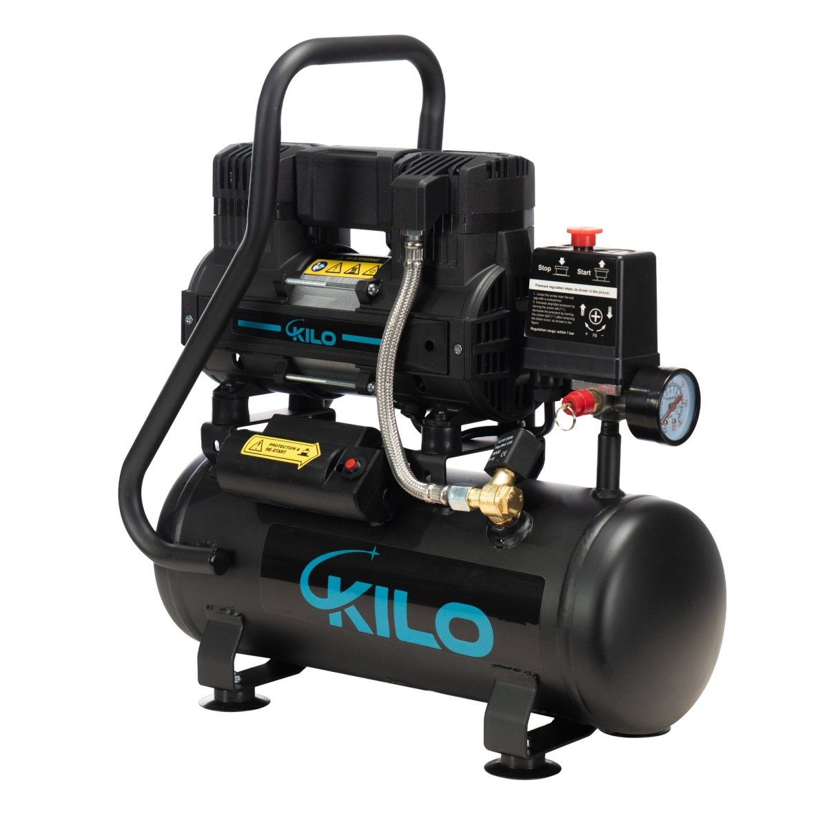 2 Gallon Oil Free Air Compressor, 1.0HP, Max.115 PSI Pressure, 65dB Ultra Quiet Compressor for Auto Repair, Tire Inflation, Spray Painting, Woodwork Nailing - HomeDIYer