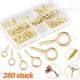 280pcs Eyebolts Screw Hooks Eye Hooks Wood Thread Copper Plating
