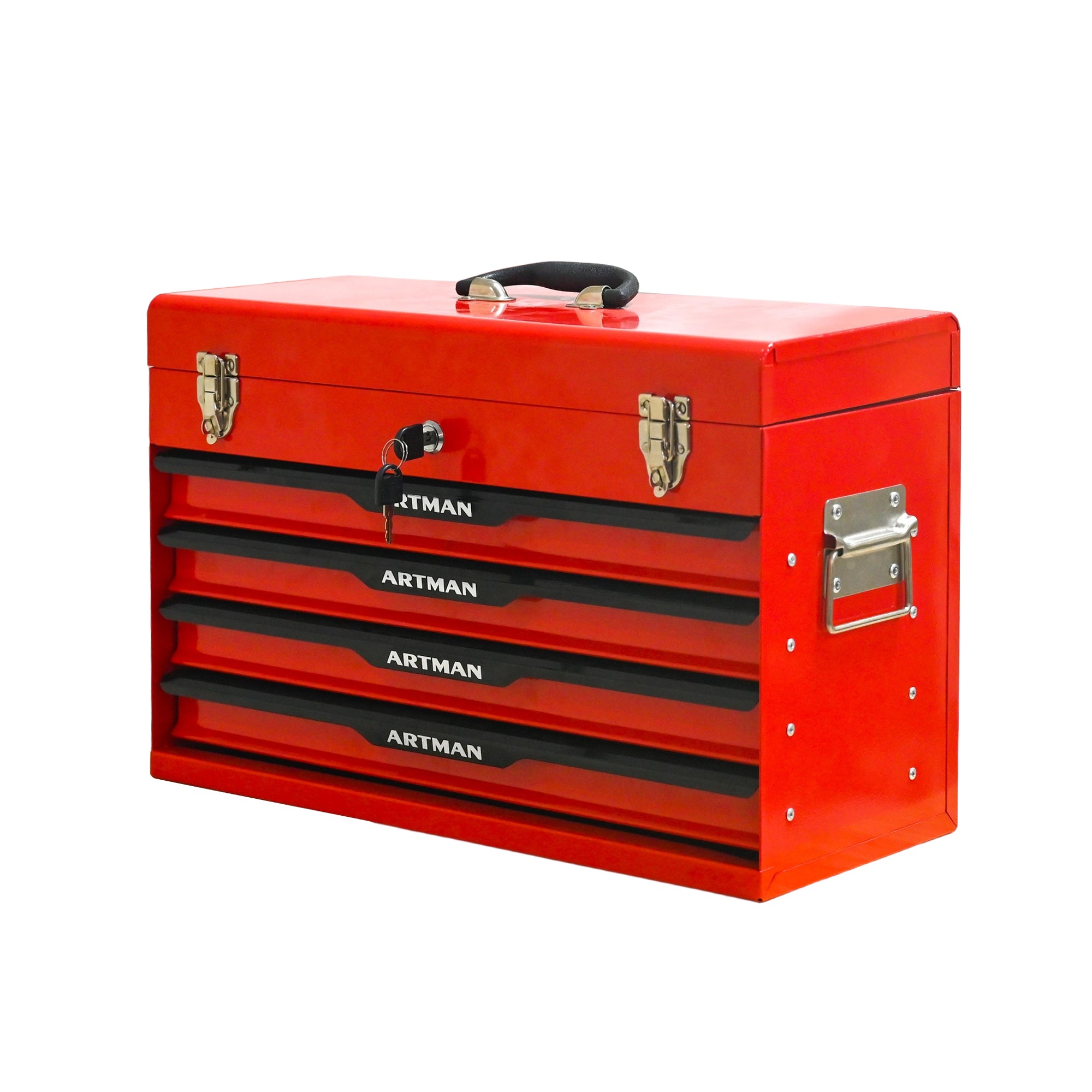 20-inch Steel Tool Box with Drawers – Red Portable Tool Storage Organizer