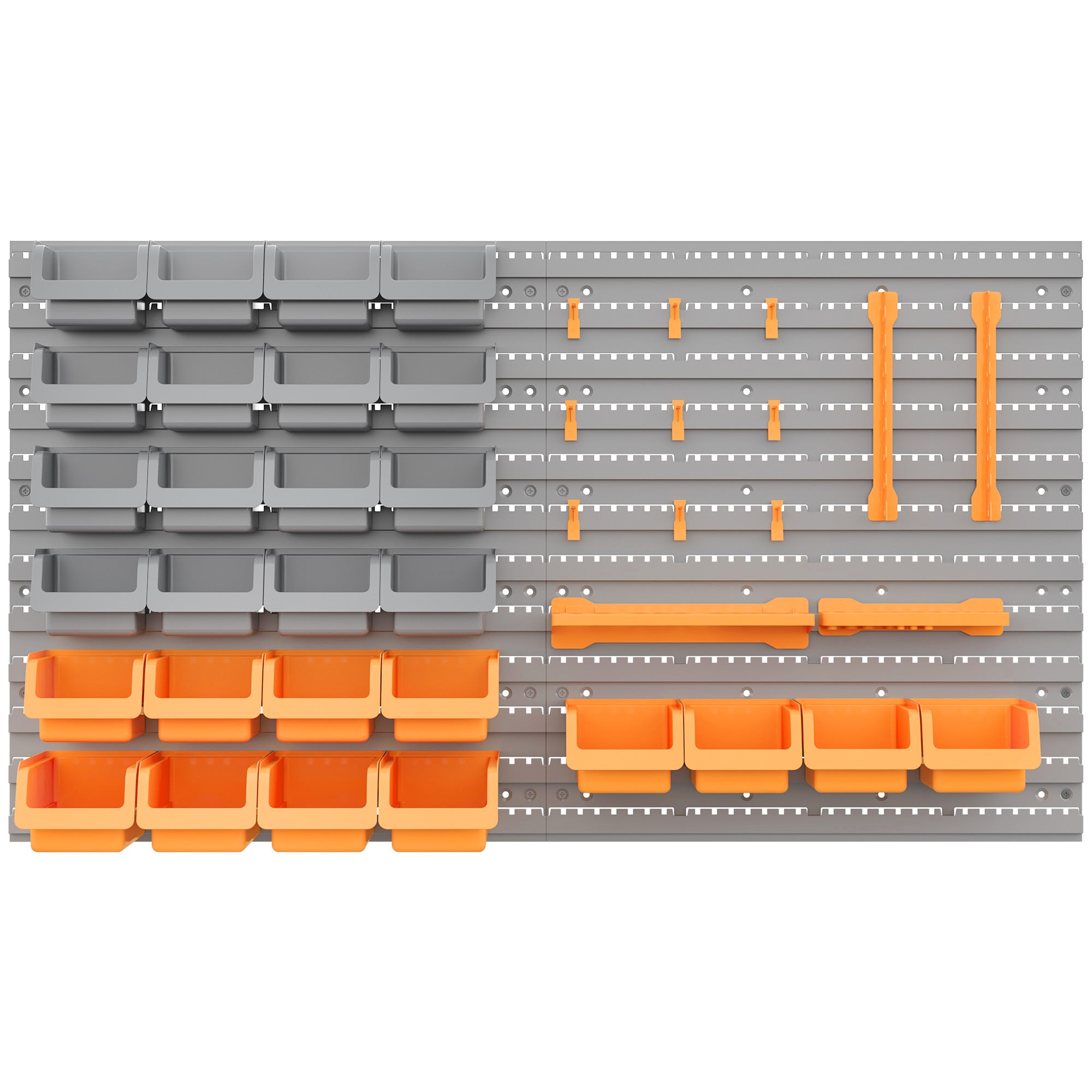 44-Piece Wall Mounted Pegboard Tool Organizer Kit with Storage Bins & Hooks, 66 lb Capacity, Orange