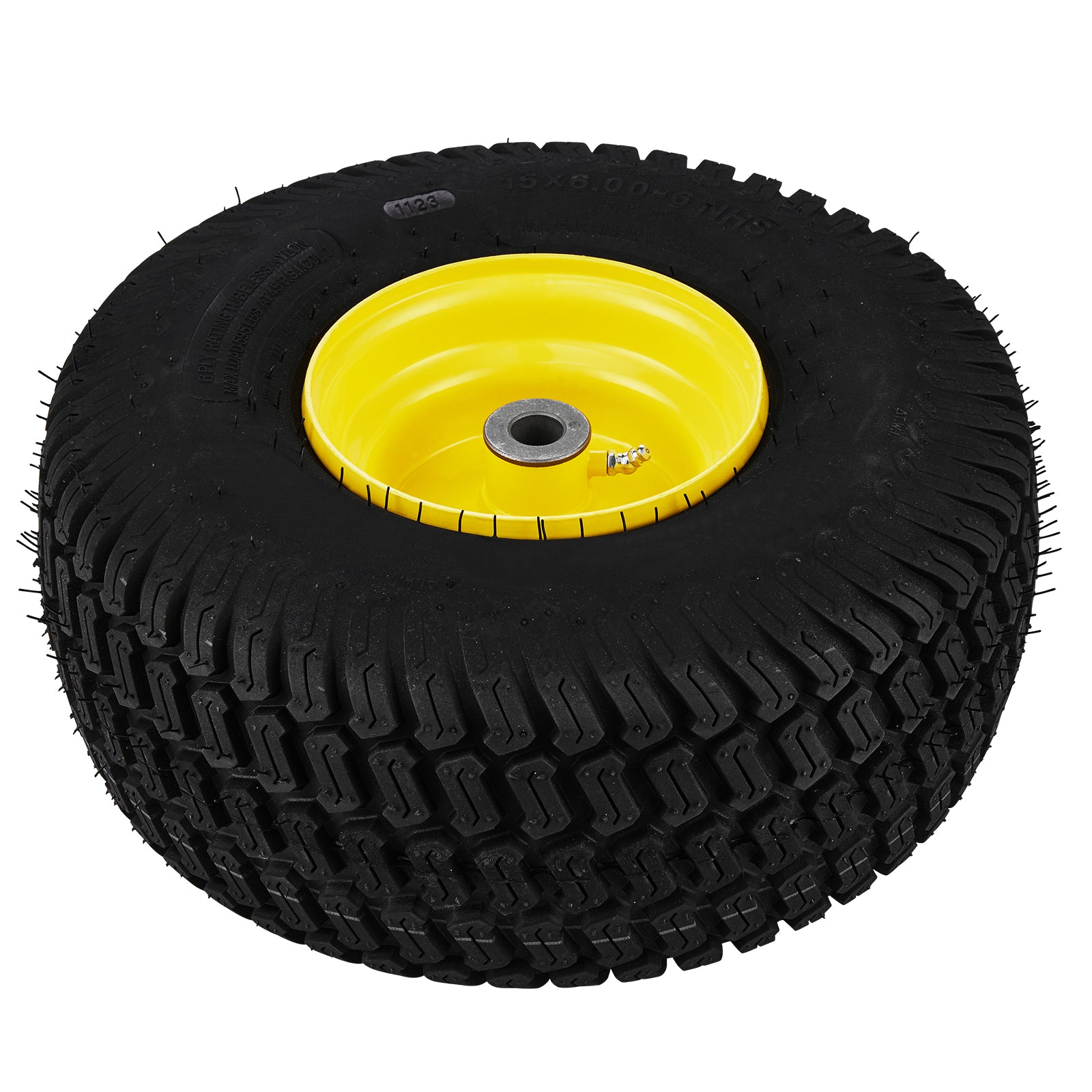 2-Pack 15x6-6" Tubeless Tractor Tires – S-Turf Pneumatic, 3" Offset Hub, 595 LB Capacity, 16 Adapters