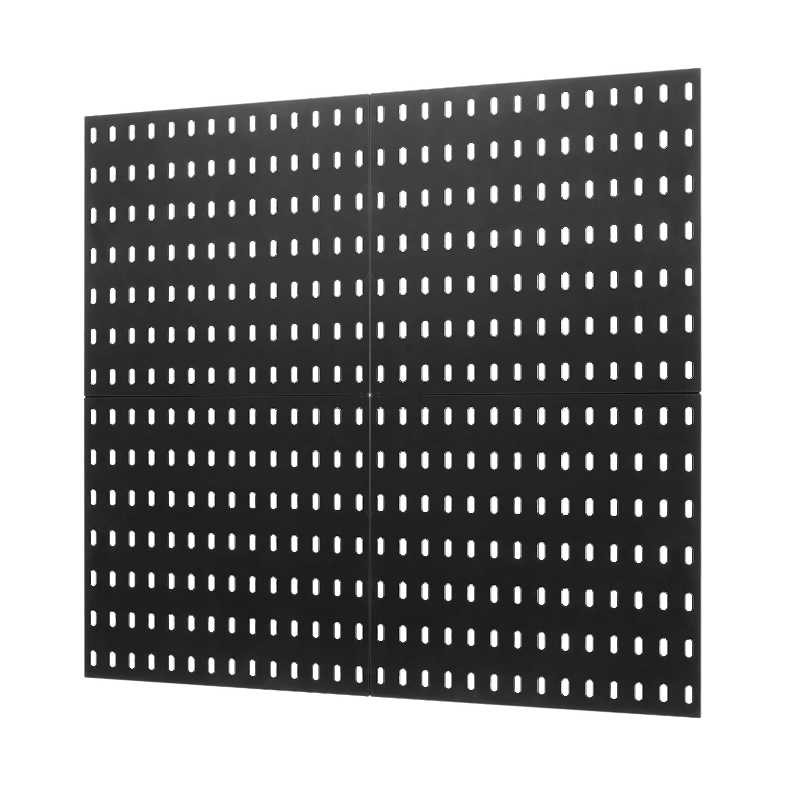Modular Plastic Pegboard Wall Organizer Kit, 4-Panel 11"x11" ABS Panels, 20 lb per Panel, Black