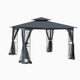 10x10 Ft Patio Gazebo with Double-Tiered Roof & Mosquito Net, Gray