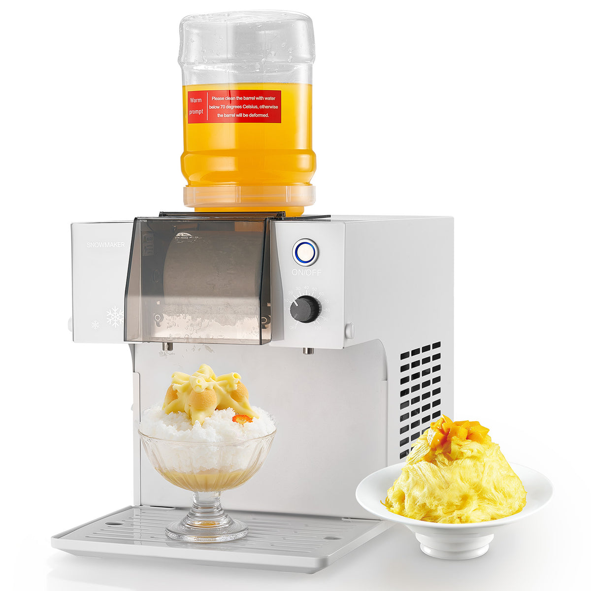 Snowflake Ice Maker 88LBS/Day, Stainless Steel Blade, 0.48 Gal Tank