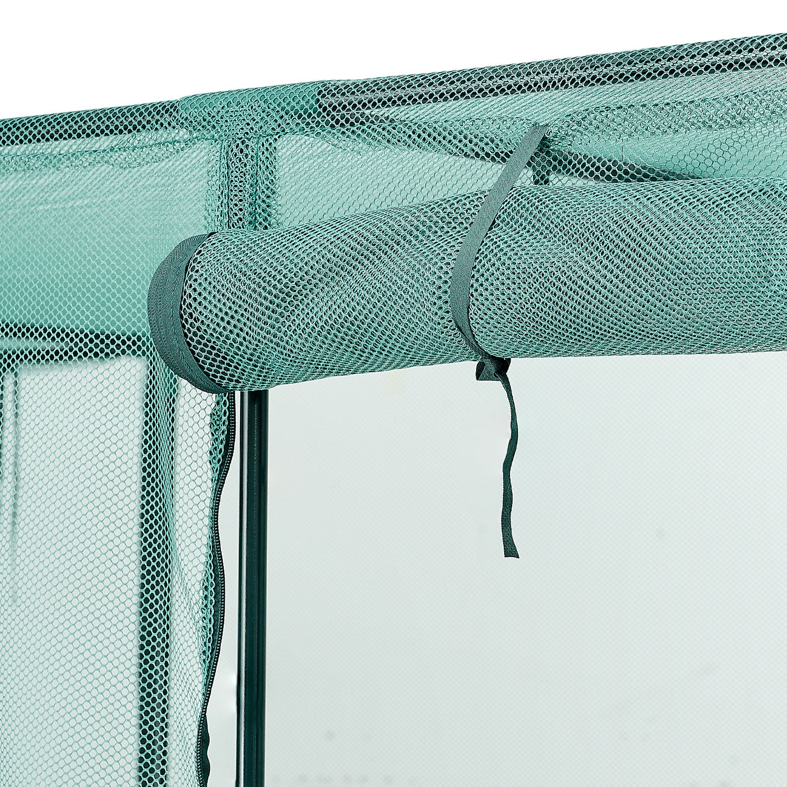 9.5ft x 6.36ft x 6.36ft Walk‑In Crop Cage — Tall Plant Protection Tent Zippered Door & Wind‑Resistant Frame Black Green