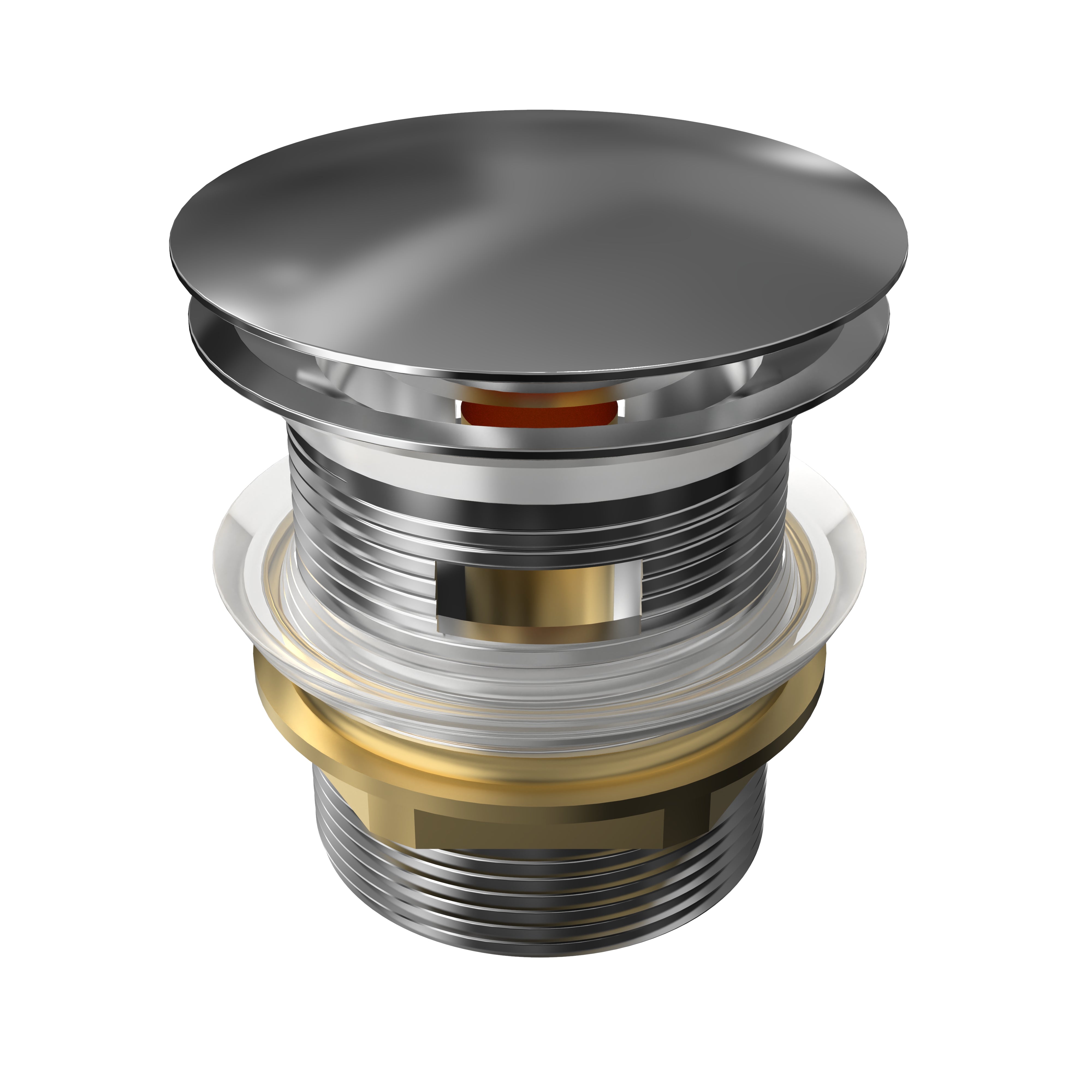 Chrome Pop-Up Bathtub Drain – Brass Cover for Stone Resin Freestanding Tubs, Push-Type