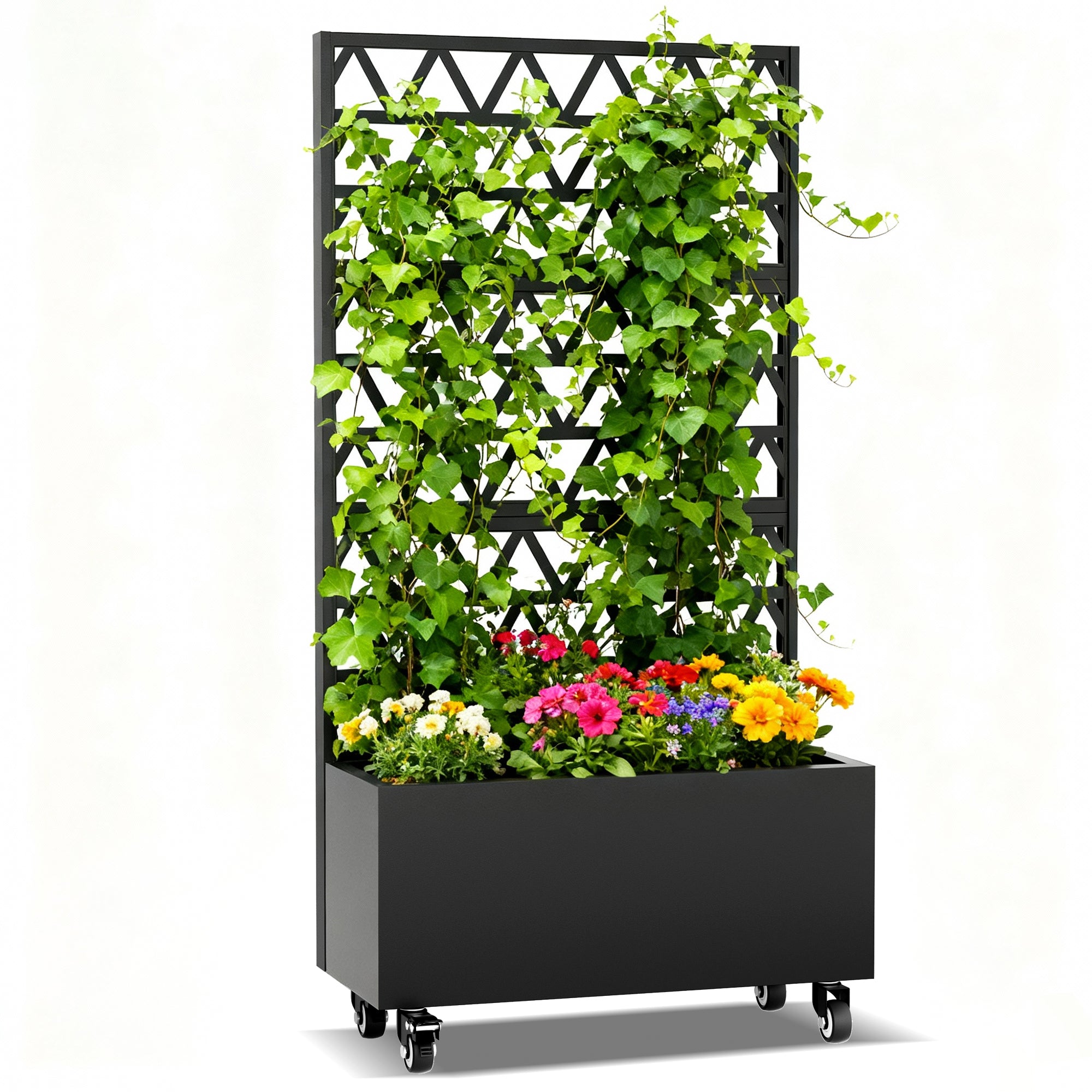Metal Planter Box with Trellis – 72" Raised Garden Bed for Climbing Plants & Privacy Screen