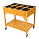 Elevated 8 Pocket Herb Garden Bed – Mobile Wood Planter with Lockable Wheels & Storage Shelf