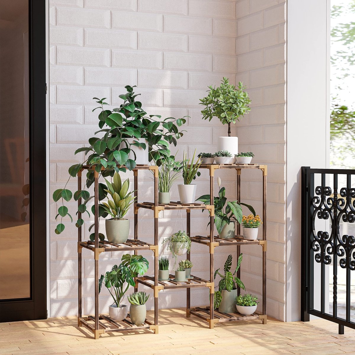 Plant Stand Indoor, Outdoor Wood Plant Stands for Multiple Plants, Plant Shelf Ladder Table Plant Pot Stand for Living Room, Patio, Balcony, Plant Gardening Gift - HomeDIYer