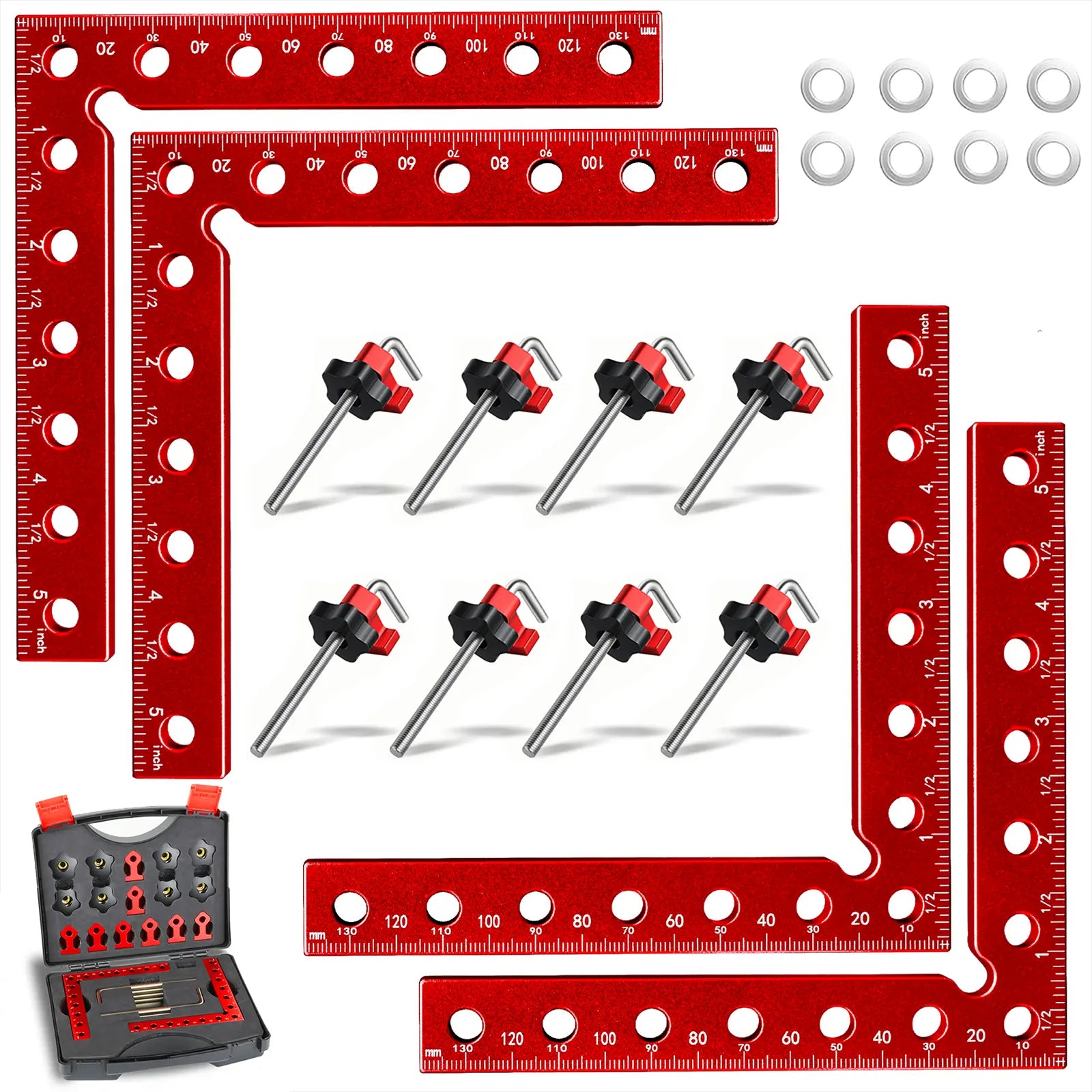 Aluminum 90° Corner Clamp Kit with Storage Case – 2, 4 & 8-Piece Sets