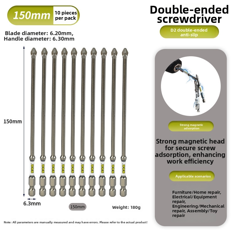 D2 Steel Anti-Slip Magnetic Impact Screwdriver Bits | Nunchaku-Style Single-End Bits