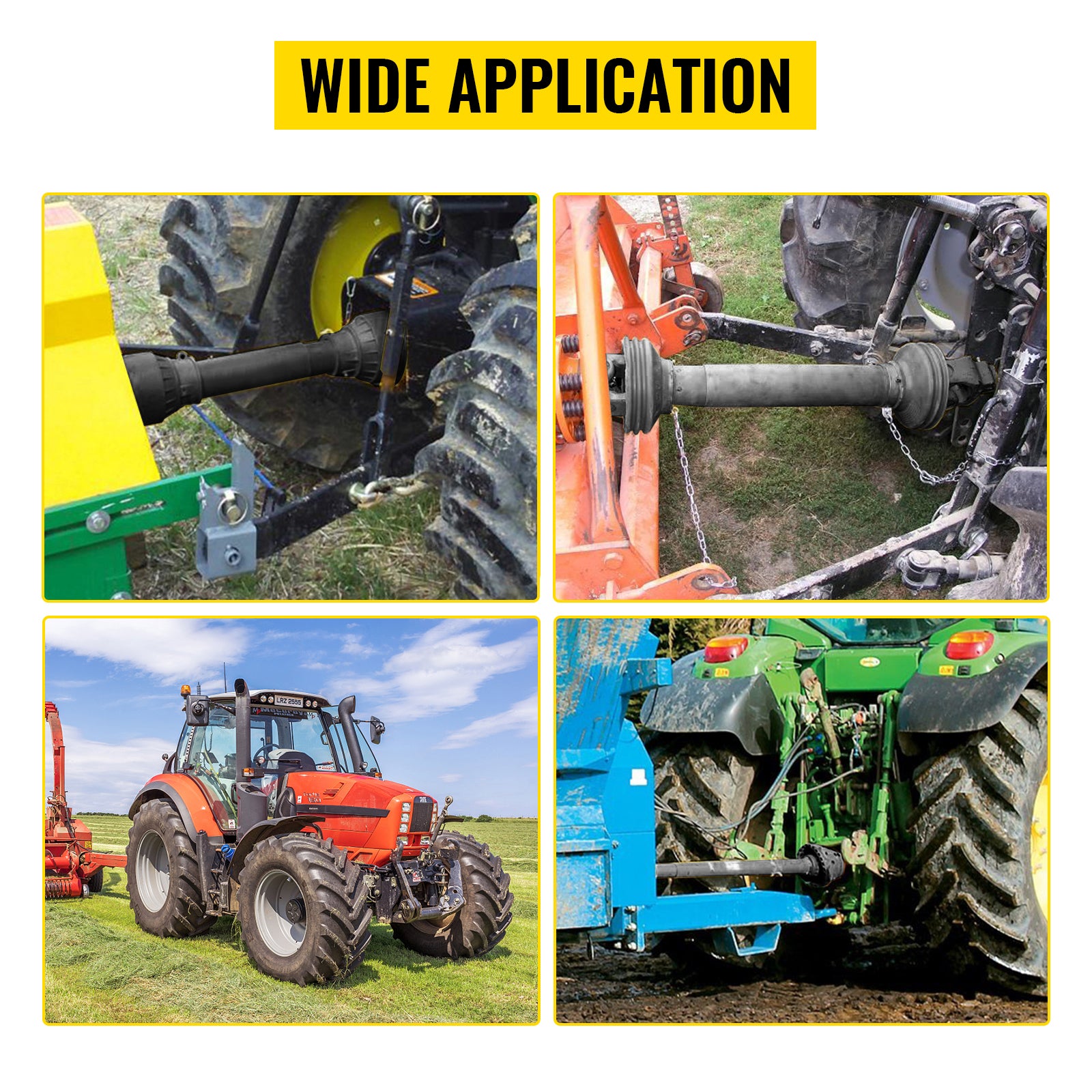 PTO Shaft, 1-3/8" PTO Drive Shaft, 6 Spline Both Ends PTO Driveline Shaft, Series 5 Tractor PTO Shaft, 43"-57" Brush Hog PTO Shaft, Black PTO Shaft w/Slip Clutch for Bush Hog/Finish Mower